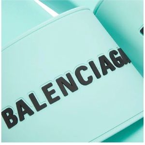 Balenciaga Mint Logo Pool Slides Size 38